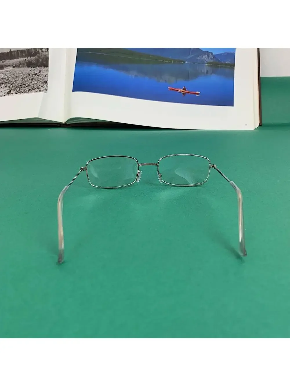 Vintage 2000s style unique Slim Silver Trim Clear Lenses Glasses. Glasses are